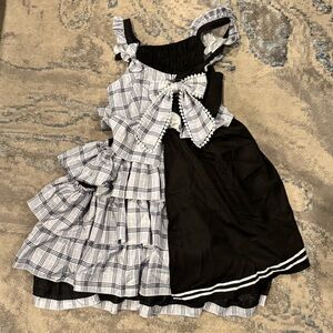 Lolita Plaid Black and pastel dress